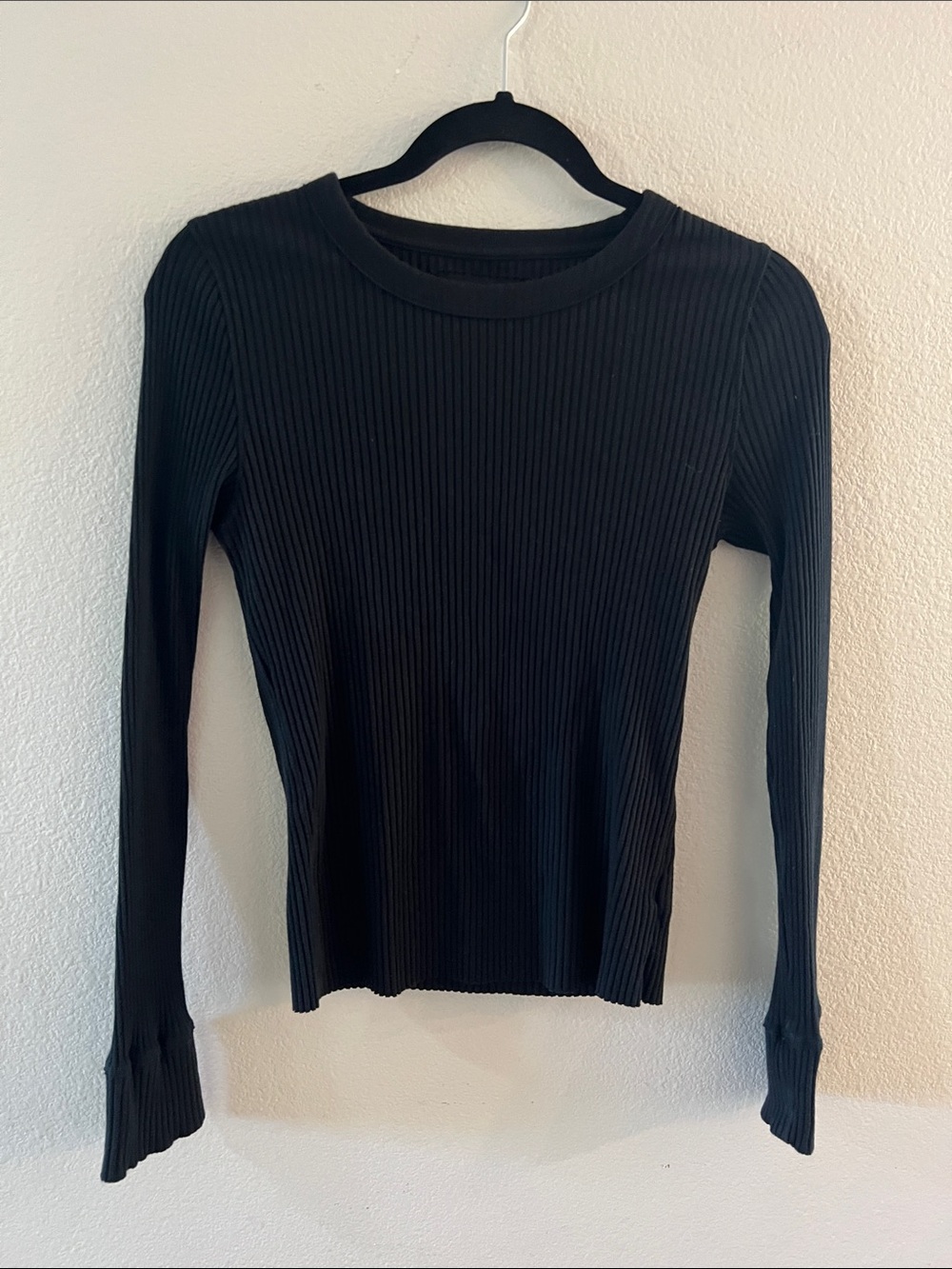 aerie Black Ribbed Long Sleeve Tee